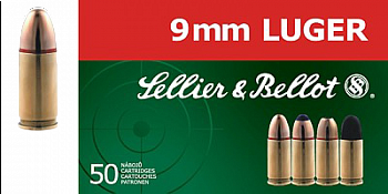 Sellier & Bellot калибр 9 мм LUGER - FMJ, 8 г., упаковка 50 штук 