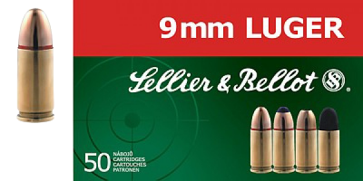 Sellier & Bellot калибр 9 мм LUGER - FMJ, 8 г., упаковка 50 штук  Sellier & Bellot калибр 9 мм LUGER - FMJ, 8 г., упаковка 50 штук