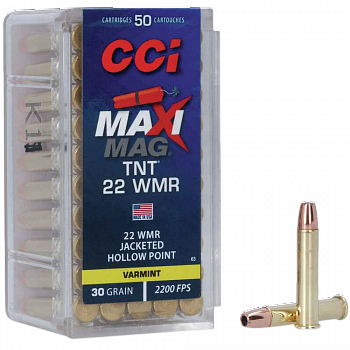 Патрон CCI калибр 22 Win.Mag MAXI-MAG TNT JHP 30grs 1.94г