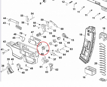 Ось селектора огня на CZ Scorpion Evo3